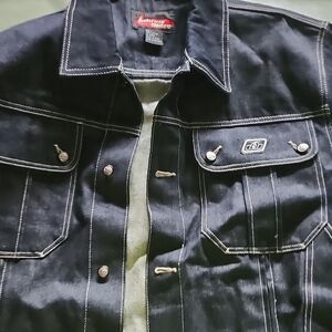 Johnny Blaze  Men’s Dark Blue Denim Jacket with Contrast Stitching